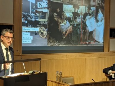 Dr Valentin Jeutner delivering the History Society lecture on the reasonable person in the Inner Temple lecture theatre